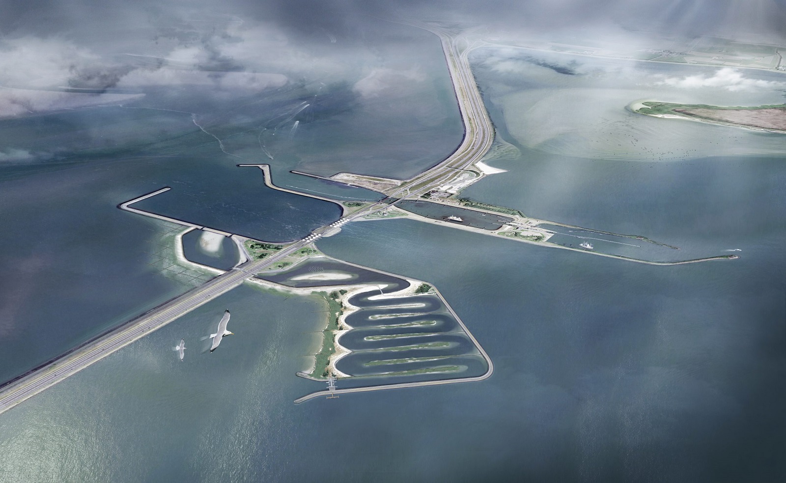 De vismigratierivier in de Afsluitdijk